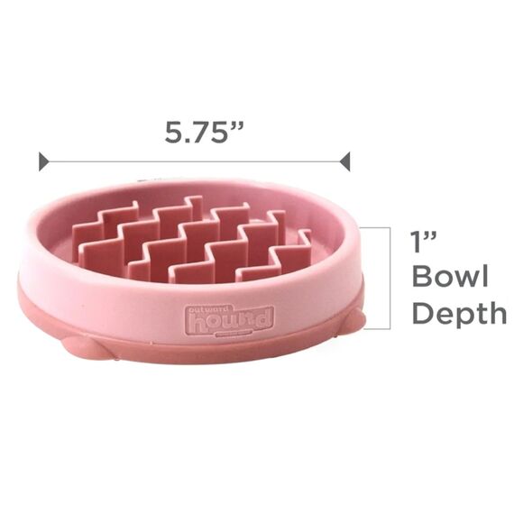 Outward Hound Slo Bowl SMALL Pink Puppy Slow Feeder Anti Bloat Dog Chihuahua - Picture 6 of 8